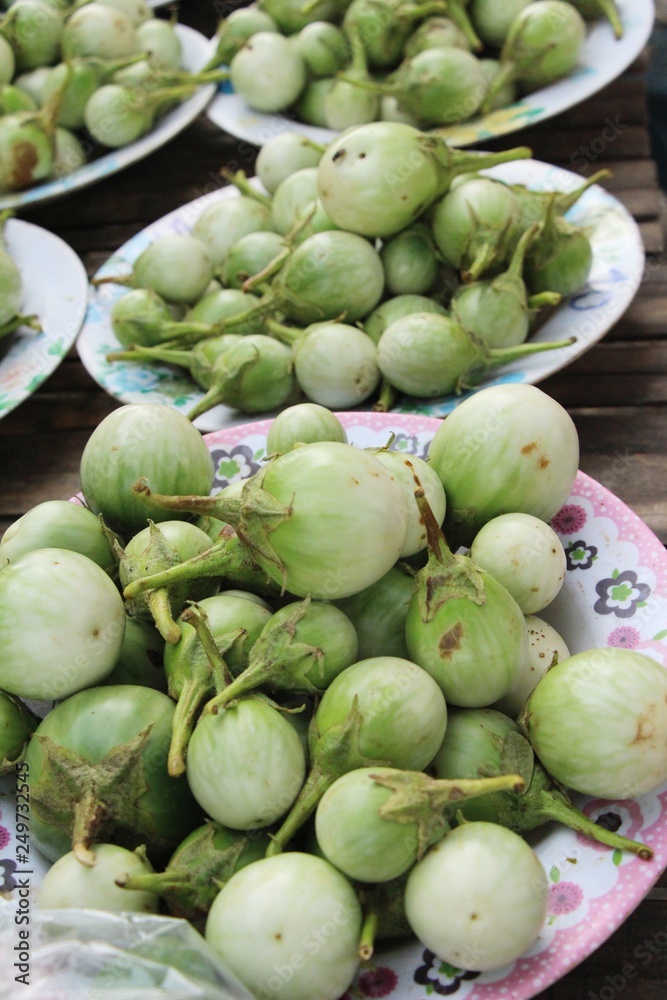 Fresh eggplant green organic at street food Fresh eggplant green organic at street food