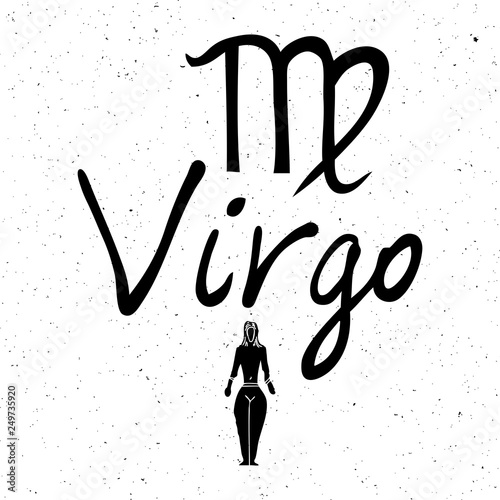 Virgo zodiac hand drawing sign for horoscope. Usable for mystic  occult  palmistry and witchcraft alchemy. Vector.