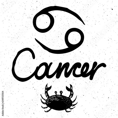Cancer zodiac hand drawing sign for horoscope. Usable for mystic  occult  palmistry and witchcraft alchemy. Vector.