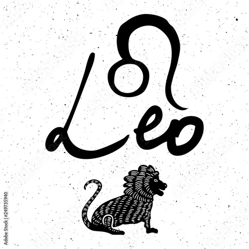 Leo zodiac hand drawing sign for horoscope. Usable for mystic  occult  palmistry and witchcraft alchemy. Vector.