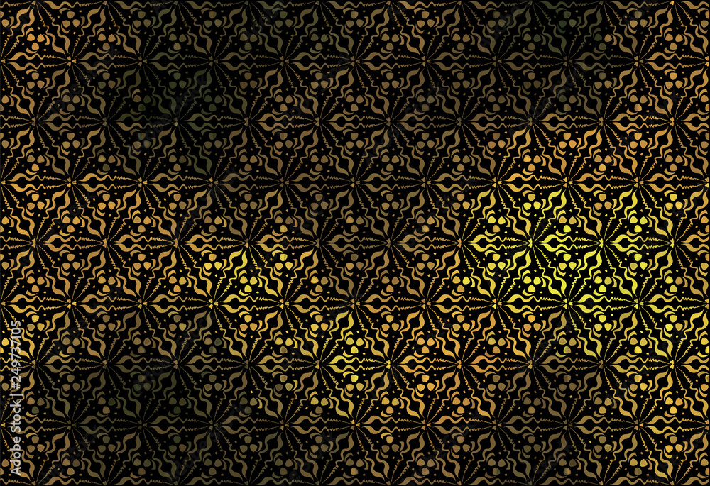 Gold abstract lacy ornament on a dark background Gold abstract lacy ornament on a dark background