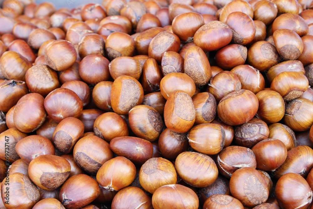 Roasted chestnuts is delicious at street food Roasted chestnuts is delicious at street food