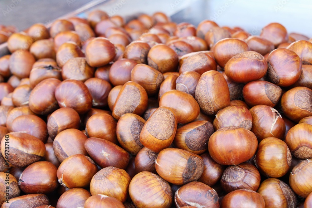 Roasted chestnuts is delicious at street food Roasted chestnuts is delicious at street food
