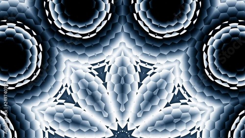 Hexagonal Black White Gray Bottom Kaleidoscope Motion Background Loop 1
