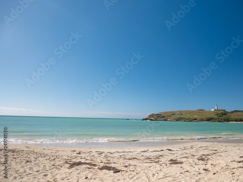 Nice view of a turquoise sea of the Caribbean. One of the most beautiful places in Puerto Rico - Los Morrillos  Cabo Rojo  Puerto Rico.