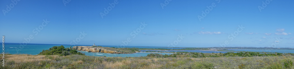 Nice view of a turquoise sea of the Caribbean. One of the most beautiful places in Puerto Rico - Los Morrillos, Cabo Rojo, Puerto Rico.