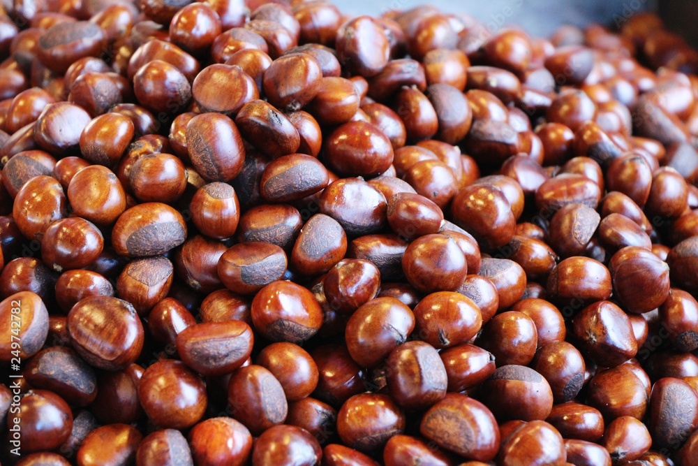 Roasted chestnuts is delicious at street food Roasted chestnuts is delicious at street food