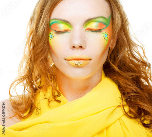 Young woman. Closeup. Creative makeup.