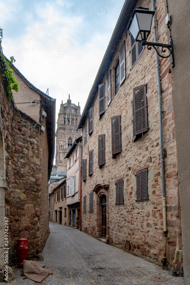 street in the center of the city of Rodez, France