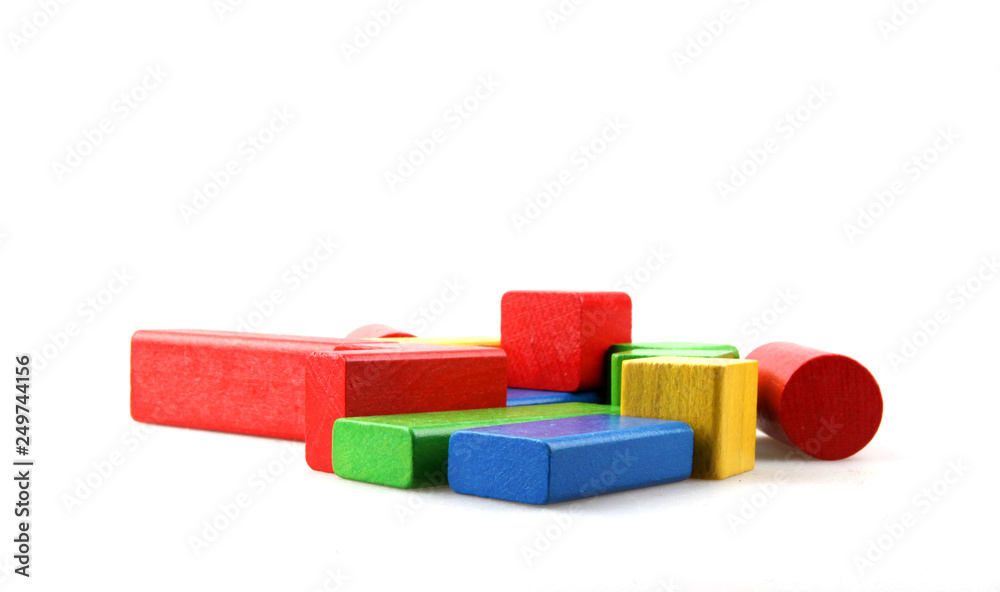 Studio Shot Of Colorful Toy Blocks Against White Background Studio Shot Of Colorful Toy Blocks Against White Background