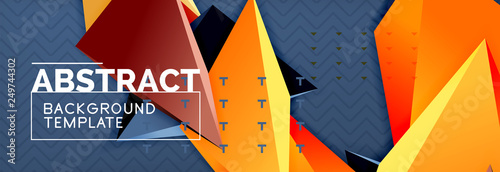 3d triangular shapes geometric background. Origami style pattern with triange shapes for decorative design. Poster design. Line design. Modern presentation template