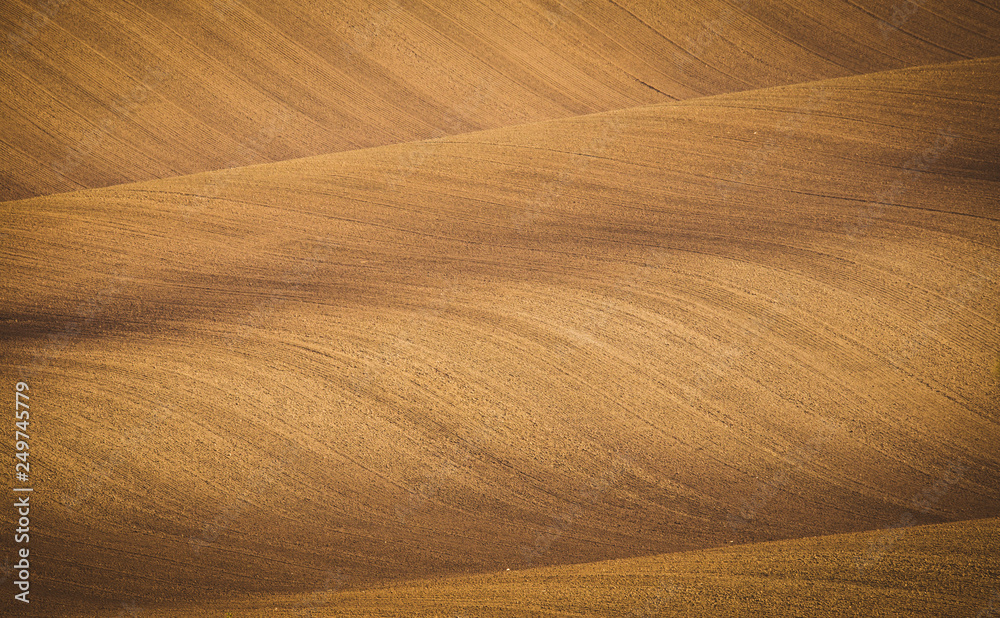 Fototapeta premium Wavy autumn fields in Moravian Tuscany, Czech Republic