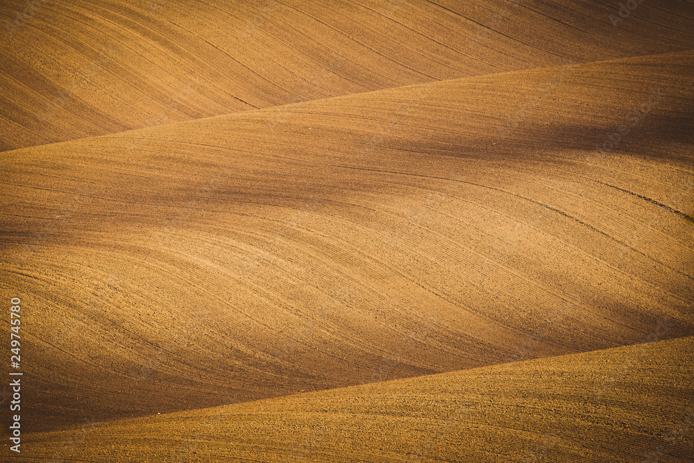 Fototapeta premium Wavy autumn fields in Moravian Tuscany, Czech Republic