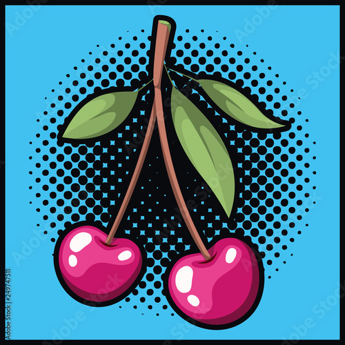 cherry fruit pop art style