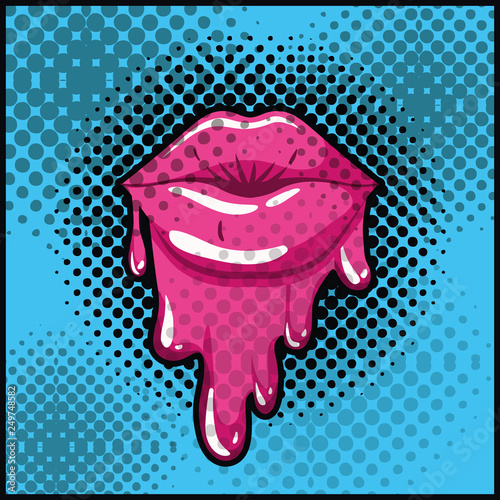 female lips dripping pop art style
