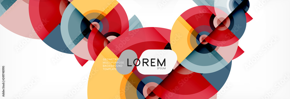 Flying circles geometric abstract background Flying circles geometric abstract background