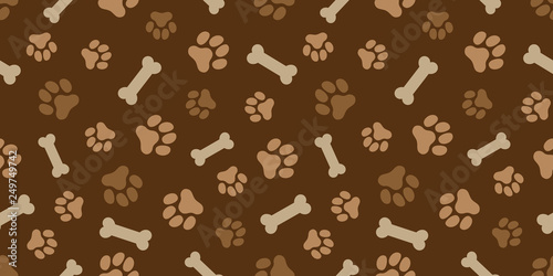 ホネと犬の足跡のパターン (Paw Prints & Dog Bone Pattern. Vector Illustration)