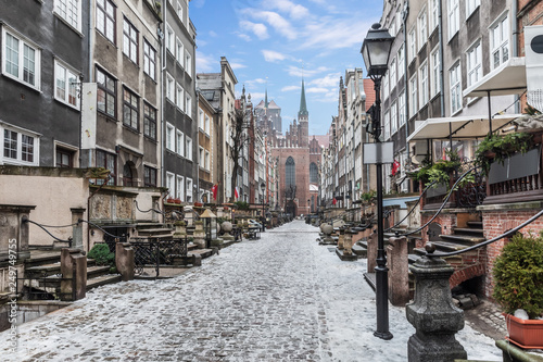 Famous Mariacka street, a landmark of the Old Town of Gdansk, Poland