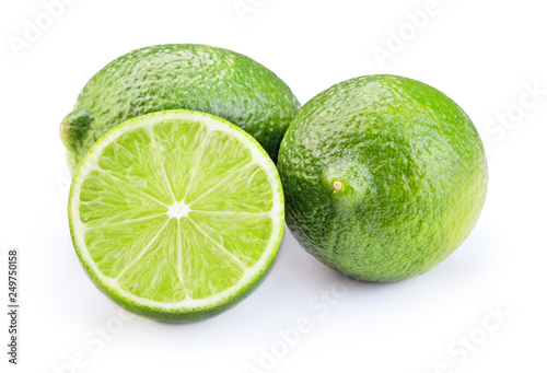 fresh lime fruits isolated on white background