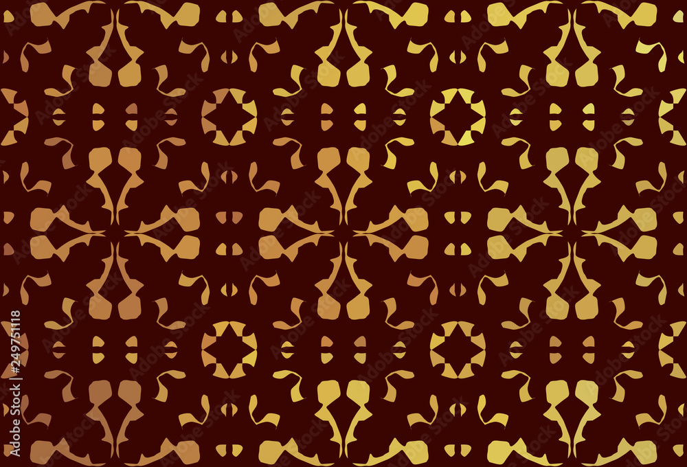 Gold abstract ornament on a brown background