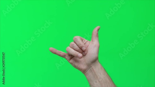  Male hand hand touch gestures on green screen, 4k prores footage