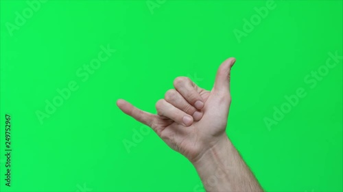  Male hand hand touch gestures on green screen, 4k prores footage