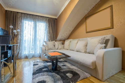 Interior of a loft apartmet living room photo