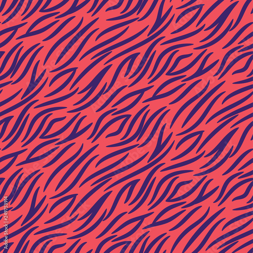 Tiger stripes seamless vector pattern pink and purple background print.