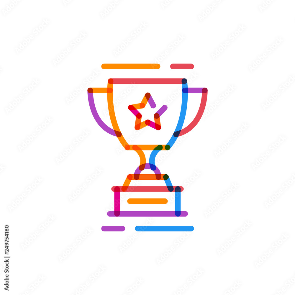Trophy cup multiplay colored icon line Trophy cup multiplay colored icon line