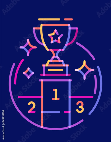 Trophy Cup in circle overlay colored icon line