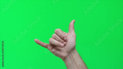  Male hand hand touch gestures on green screen, 4k prores footage