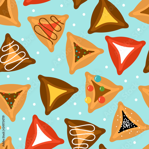 Seamless pattern for jewish holiday Purim.