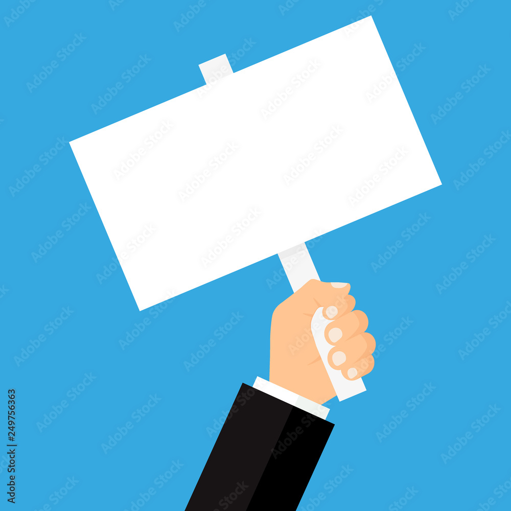 Hand holding blank placard Royalty Free Vector Image