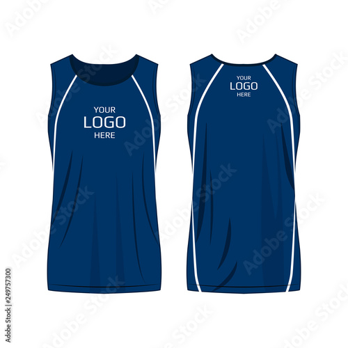 blue with white strip sport tank top isolated vector on the white background