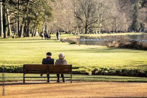 Elderly couple watching the park