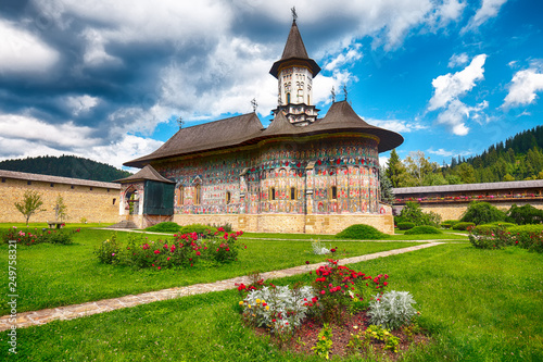 Splendid summer scene of Sucevita Monastery Romanian Orthodox monastery