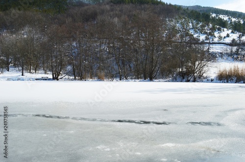 frozen lake in winter