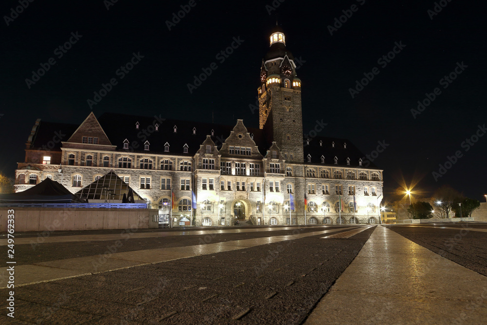 Remscheider Rathaus bei Nacht, Nachtaufnahme