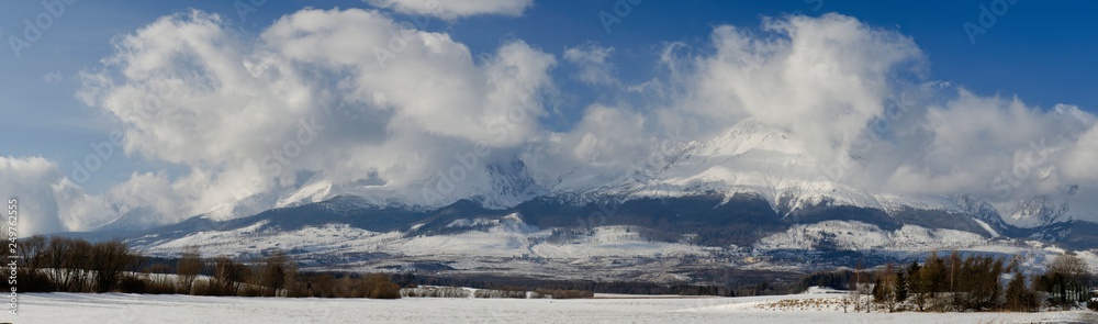 A view of The High Tatras Mountains in winter, Slovakia.
