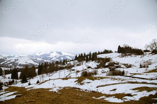 Winter travel landscape  in the mountains