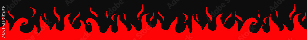 Red fire on a black background. Vector illustration for design - stock vector - obrazy, fototapety, plakaty 