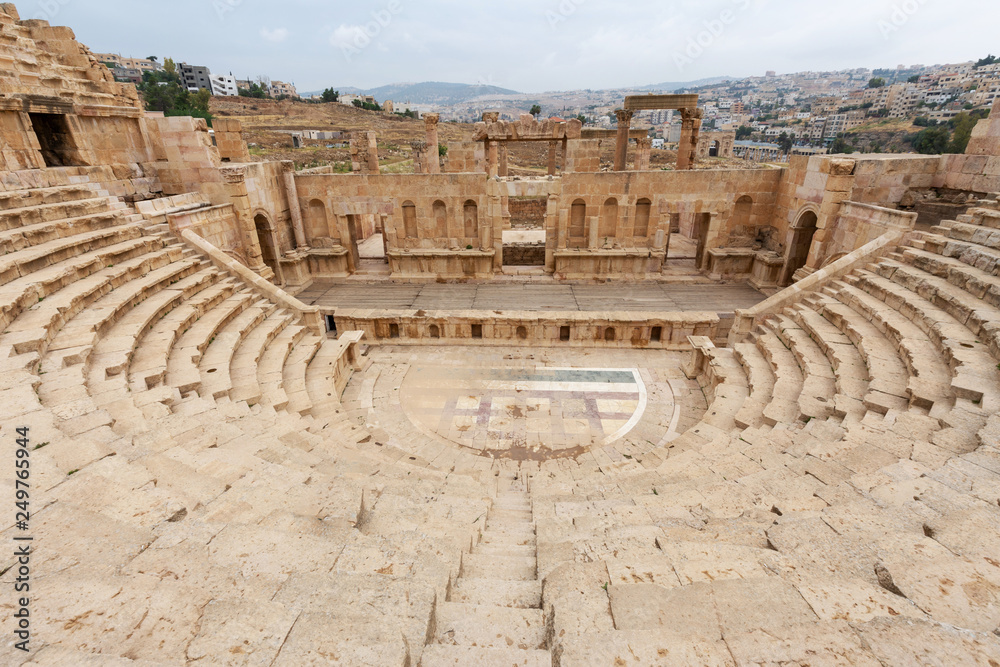 Scene of North Theater in the Roman city of Jerash, Jordan
