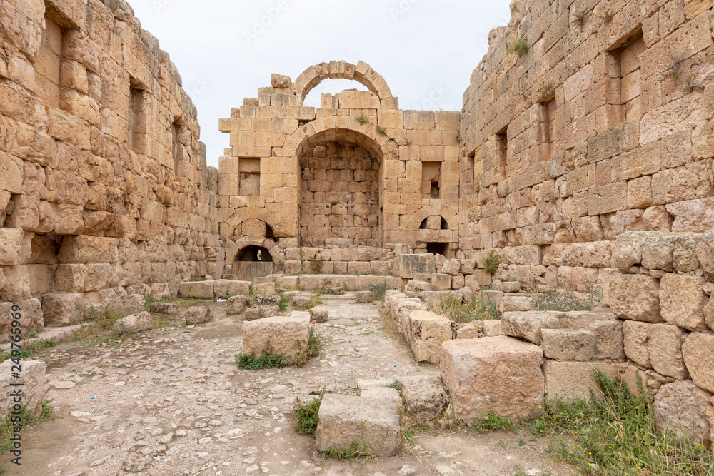 Inside Artemis temple in the Roman city of Jerash, Jordan