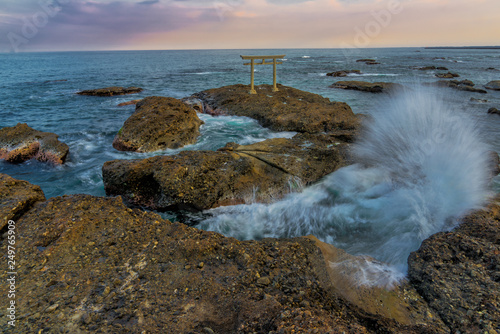 Torii gate and the ocean photo