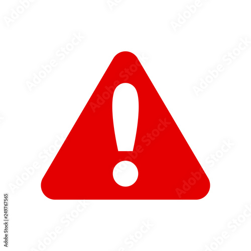 Warning, stop sign icon with exclamation marc - vector