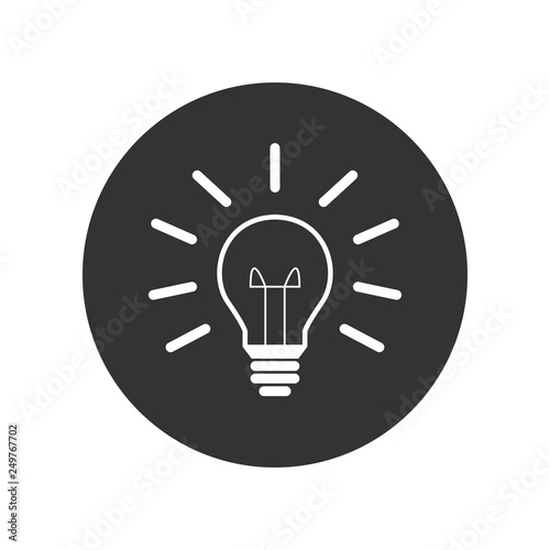 Glühbirne - Piktogramm - Symbol - Icon - Kreis - schwarz grau