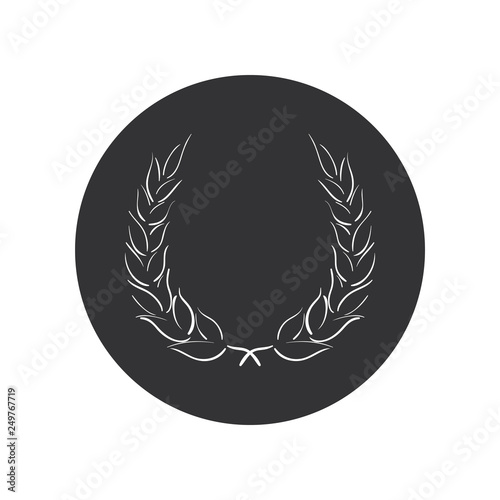 Lorbeerkranz - Piktogramm - Symbol - Icon - Kreis - schwarz grau