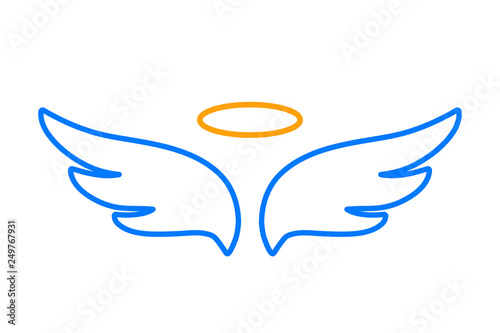 Angel wings icon with nimbus - for stock