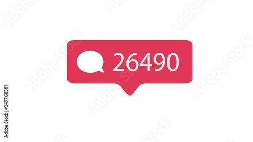 Pink Comment Icon On White Background. Comment Counting for Social Media 1-100000 Comments. 4K video.