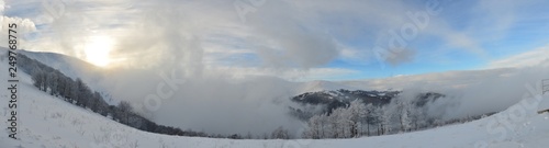 snowy mountains Karpaty in winter morning light